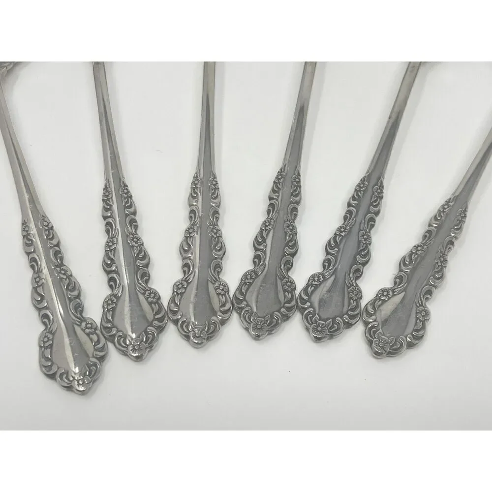 Oneida Shelley Cube USA Stainless Place Dinner Soup Spoons 6 5/8” Set Of 6